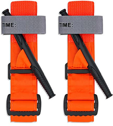 RHINO RESCUE Tourniquets, Einhändig Erste-Hilfe-Set für Notfallblutungen, Militärischer, Lebensrettender Nofallsanitäter für Gefechte im Freien Feld Taktisch mit Kunststoffwinde,2PCS Orange
