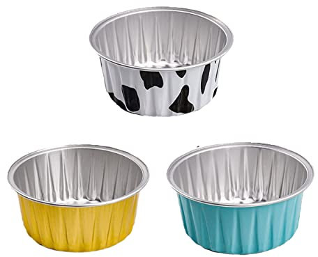 Aluminum Foil Baking Cups, 30Pcs Reusable Aluminum Foil Pans Ramekins Baking Cups Mini Pudding Cups for Birthday Christmas (130ml)