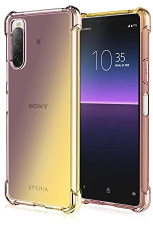 EASSGU TPU Silikon Handyhülle für Smartphone, Compatible with Sony Xperia 10 II (6 Inches), Durchsichtig Farbverlauf Case, Anti Drop und Anti Scratch Schutzhülle - Schwarzes Gold