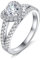 Ring Silber 925 Damen Größe 52 Diamant Herz Breite Verlobungsring Weißgold Hochzeit Ehering Zirkonia