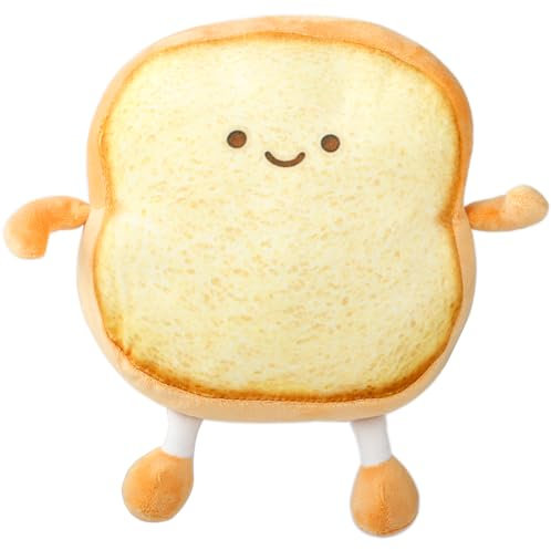 Jortmrd Toast Kuscheltier Brot Kissen 18CM Brotform Plüschkissen Lustige Glückliche Toastbrotkissen Toast Geschnittenes Brotkissen für Kinder Erwachsene Heimdekoration
