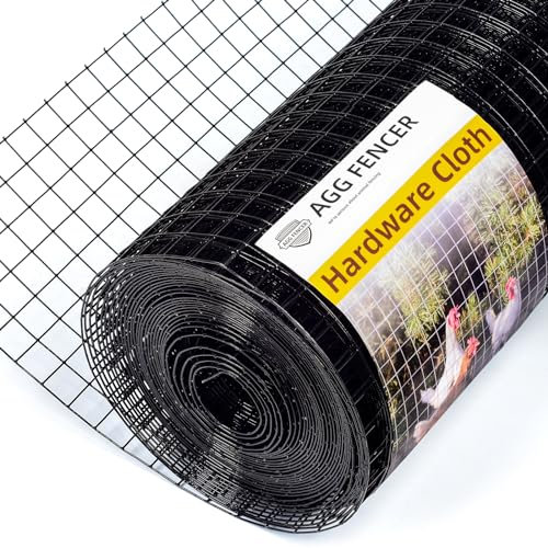 AggFencer 40,6cm x 3,4m schwarzes Hardware, 1,3mm Drahtstärke 12,7 x 12,7mm Maschengröße PVC-beschichtetes Drahtgeflecht, Vinylbeschichteter Zaun, Gartenpflanzenzaun, Hühnerstall
