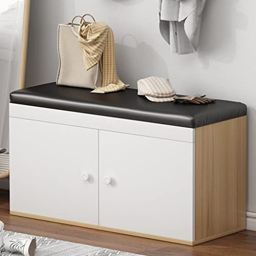 ASHILD Schuhbank, Bringen Offener Schuhschrank Mit 2 Böden, 80x32x35 cm, 80x32x50 cm, Für Flur Schlafzimmer Wohnzimmer, Schuhbank Sitzbank Holz, Für Niedrige & Hohe Schuhe