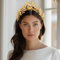 Yean Braut Blatt Stirnband Gold Tiara Krone Kopfschmuck Strass Hochzeit Haarschmuck für Frauen