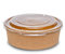 Inoverse 50 Stück Kraft Salatschalen mit Deckel 1300 ml, Kraft Papier Salat-Bowl, Einwegschalen Salatbecher, Kartonschale für Salate, Snack, Suppen, Müsli, Rund Hartpapier Salatbox to go, Braun