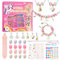 Girls Nail Varnish Sets Kids Kids Makeup Sets for Girls Age 4-12 Jewelry Beads Toy Set, gIrls Make Up Set Makeup Charms Set, Craft Kits For Kids Birthday Gift Kids Toys Bracelet Making Kit Pink