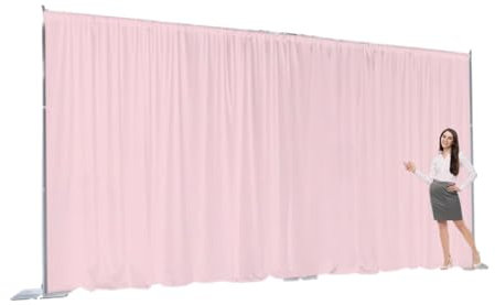Zweilagiger Hintergrund aus einem Stück Chiffon-Tüll und Polyester für professionelle, extra breite Verdunkelungsvorhänge, Hellrosa, 6,1 x 2,4 m