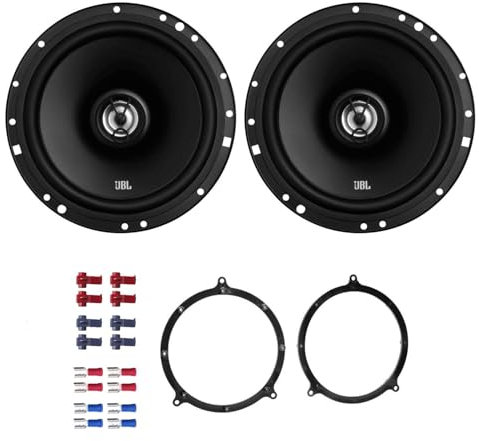 JBL Stage1 621F Lautsprecher mit Einbauset kompatibel mit Audi A3 (8L) 5-Türer 1996-2003 Türen hinten 350W 165mm 2 Wege Koax