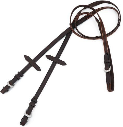 Jeereal Baumwoll-Zügel mit Martingal-Stopps für Pferde | Englische Web-Zügel für das Training | verbesserte Griffigkeit mit stark geölten Lederlaschen