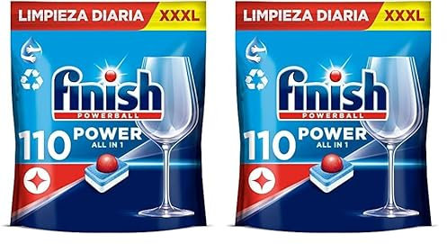 Finish Powerball Power All in 1 Pastillas para el lavavajillas todo en 1 - Pack ahorro 110 pastillas (Paquete de 2)
