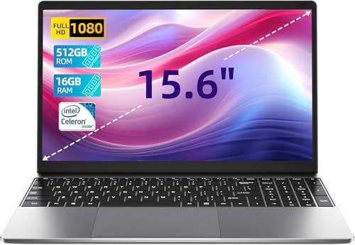 jumper Laptop 15,6 Zoll, 16 GB RAM 512 GB SSD, Quad-Core N5095 Prozessor (bis zu 2,9 GHz) Notebook, IPS FHD-Display, Akku 38 Wh, Dual-Lautsprecher, UHD Grafik 450 MHz, Typ-C