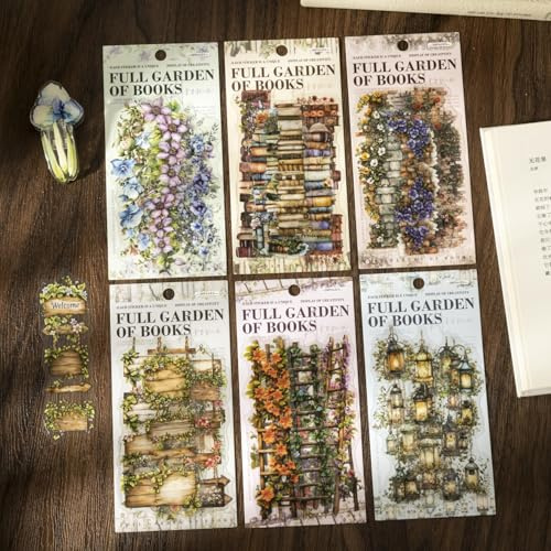 120 Stück Scrapbook Reading Stickers Set,Scrapbook Ästhetische Zubehör Aufkleber in PET,Reading Aufkleber for Junk Journal, Journaling,Notizblöcke,Zeichnungen,Kalendarien(Bookish Fragrance Fills