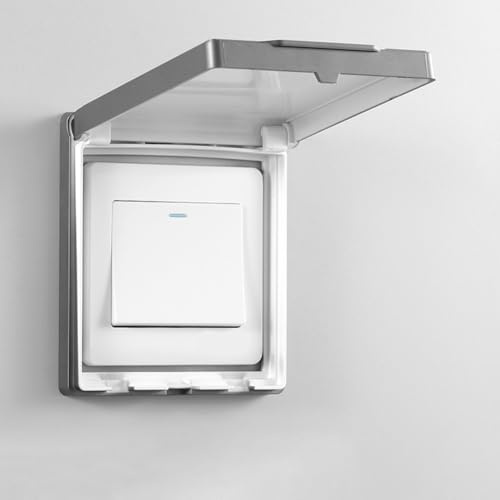 NbgrvB Tapa de enchufe tipo 86, interruptor de luz de plástico fino para placa de protección, paquete de 4, cubierta de toma de pared para baño, granja, patio, gris