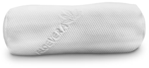 Sleezzz Knie- und Nackenrolle aus Memory-Schaum, Weiß, 40 x 15 cm, mit Aloe Vera Bezug, abnehmbar und waschbar