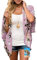YULOONG Damenmode Bademode Vertuschung Chiffon Blumendruck Kimono Lose Schal Strickjacke Sommer Bluse Bademode Capes, Dunkelpink, S