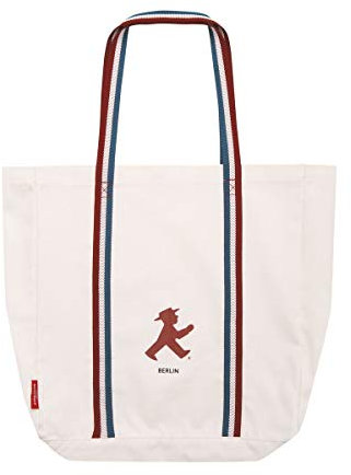 AMPELMANN Schnäppchenjäger - Henkeltasche - aus Canvas mit Boden- und Seitenfalten, weiß in Retro Design