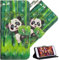 LEMAXELERS LG K41S Hülle, Für LG K41S Handyhülle Glitzer 3D Süßes Panda Grüner Bambus Flip Case PU Leder Cover Magnet Schutzhülle Ständer Handytasche
