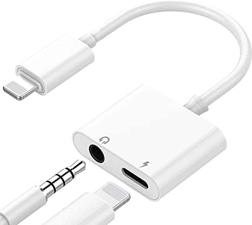Apple MFi-Certified: Adapter iPhone Headphones and Charger, 2-in-1 Lightning to 3.5 mm AUX Audio + Charger Splitter Compatible with iPhone 13/12/11/XS/XR/X 8/iPad
