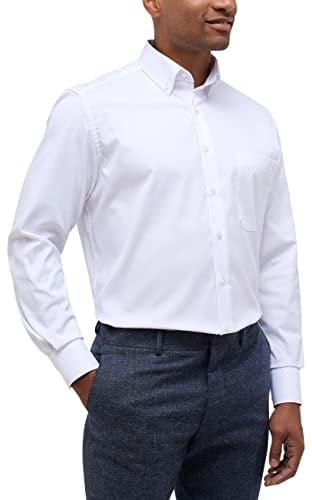 ETERNA Comfort Fit Cover Hemd Langarm Button Down Kragen Blickdicht weiß Größe 46