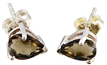Brauner Ohrstecker aus Sterlingsilber, Wohnkulturschmuck, Januar-Geburtsedelstein-Ohrring, großer Verkäufer, Ohrstecker-Wohnkulturschmuck, echte Rauchquarz-Edelsteine, Ohrsteckergeschenk für Karfrei