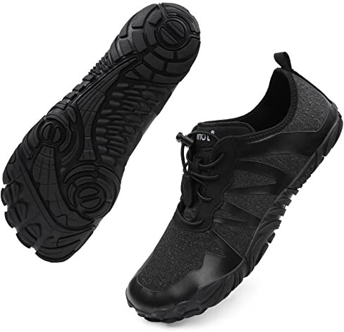 riemot Barfußschuhe Herren Zehenschuhe Outdoor Barfussschuhe Fitnessschuhe Schnell Trocknend Traillaufschuhe Aquaschuhe Wasserschuhe Schwimmschuhe Sommer Strandschuhe, schwarz, gr 45