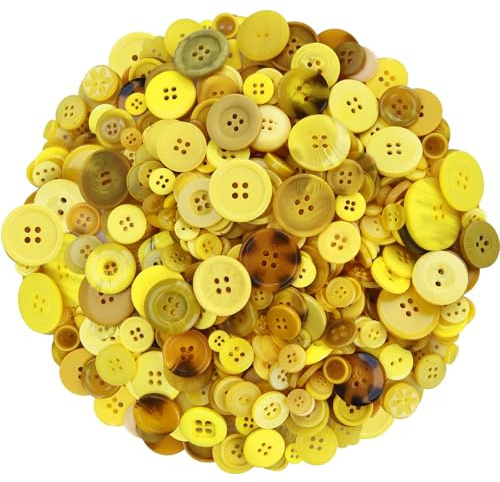Greentime 250Pcs Round Resin Buttons for Crafts DIY Sewing Ornaments-Yellow