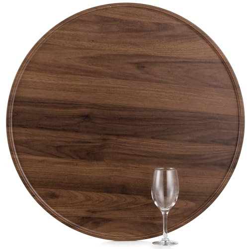 Extra Large Ottoman Serving Tray: Hanobe Round Walnut Wooden Decorative Coffee Table Tray Rustic Circle Big Charcuterie Board Farmhouse Home Decor for Living Room 56cm