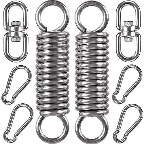 WAREMAID Acero Inoxidable Colgador Saco de Boxeo, Muelle Hamaca Silla Columpio Kit para Colgar, Ganchos Giratorios Suspensión con 2 Mosquetones para Silla Colgante, Bolsa Pesada, 2 Silla