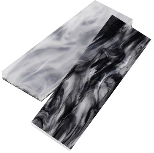 BENECREAT 2 pièces Poignée de Couteau à Motif de Marbre Poignées de Dalles D'Échelle, Poignée de Couteaux en Acrylique, Outil Matériel de Bricolage Personnalisé pour la Lames, 120.5x40x8.5mm