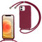 SLWYF Kompatibel mit iPhone 12 Mini Hülle, Handykette Hülle Silikon Seil Necklace Handyhülle mit Kordel Tasche TPU Bumper Schutzhülle für iPhone 12 Mini - Rot
