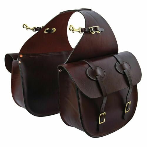 EQUIGEAR Western-Leder-Satteltasche für Pferde | Reitvergnügen Wanderritt geeignet für Reiten und Fassrennen | Satteltasche mit verstellbarem Riemen GRÖSSE: 10X10X3 SA-17