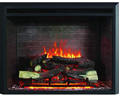 FLAMME Wembury Electric Fireplace Insert with Crackling Sound Effects 1000W/2000W Heater Suitable for Custom Media Wall or Mantel Designs 23”/63cm-33”/89cm