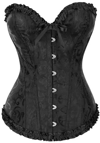 AYNKH Corset femme avec design de bord de dentelle de nœud, corset de cour impériale, motif floral en satin, pour robe de mariée, remodelage du corps, danses, parties