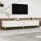71 Zoll Breiter TV-Schrank Fernsehschrank Lowboard Media-Board Sideboard TV-Möbel 180x40x40cm mit Türen und Schubladen für Fernseher bis 75 Zoll Wohnzimmerschrank TV-Rack Medienschrank Regal Weiß Gold