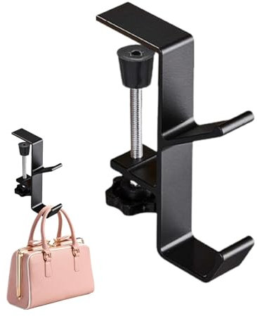 Dtaigou Adjustable Desk Edge Hook,Desk Clamp Bag Hook,Desk Bag Hook Headphone Stand Clamp,Adjustable Desk Edge Hook, for Cabinets, Under Counter, Shelves