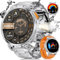 ESFOE Montre Connectée Homme avec Torche LED(730mAh Akku), 1.85'' HD Écran Montre Connectée avec Appels Bluetooth, IP68 Étanche Smartwatch avec 24/7 Fréquence Cardiaque, SpO2 pour Android iOS,Argent
