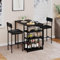 OPULENTHOME Küchentisch klein, Esstisch mit 2 Stühlen, 3 Seitenregalen, Bartisch mit Barhocker Set, Essgruppen Sitzgruppe für Küche, Esszimmer, Wohnzimmer, Schwarz