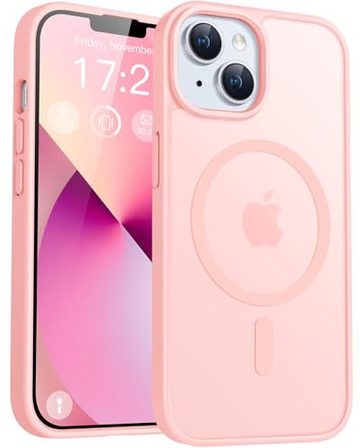 PuyaTeya Coque pour iPhone 12mini/13 Mini, avec magnétique, Protection Militaire, Anti-Choc, Anti-Rayures, Anti-Empreintes, Anti-Glissement Translucide Mat Coque de Protection (Rose)