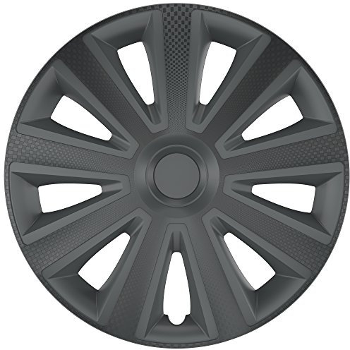ZentimeX Radkappen Radzierblenden 14 Zoll Dark, Schwarz, Kunststoff, Grau, Speichen-Clip, Felgenkappe, Radkappe, Hubcap