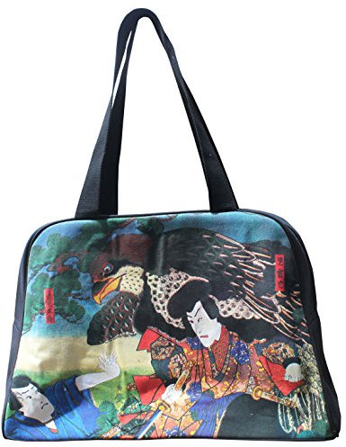 RaanPahMuang Salvador Dali Monet Gustav Klimt Vincent Van Gogh Mode Tasche Malerei Kunstwerk, Reisetasche - Japanischer Holzschnitt - Samurai mit Falke, Large