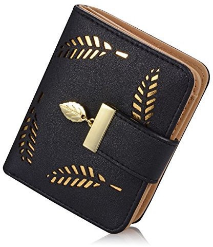 TMEOG Femme Porte-Monnaie en Cuir Bifold Wallet Porte-Cartes, S_Noir, S, Vintage