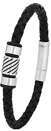 Amor Armband Edelstahl Leder Herren Armschmuck, 21 cm, Silber, Kommt in Schmuck Geschenk Box, 9423583