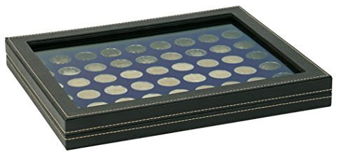 Lindner 2367-2154ME Münzkassette NERA M Plus mit dunkelblauer Münzeinlage mit 54 runden Vertiefungen für Münzen mit Ø 25,75 mm, z.B. für 2 Euro-Münzen