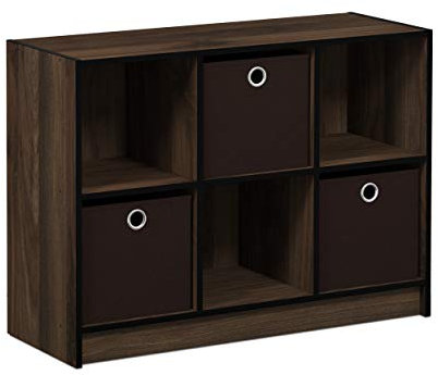 Furinno Libreria Basic 3 x 2 con Scomparti, Noce Canaletto / Marrone Scuro