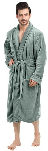 NY Threads Herren-Bademantel, luxuriöser Plüsch-Fleece-Herren-Bademantel, Spa-Bademantel für Herren, Stahlgrau, Large-X-Large (Pack of 1)