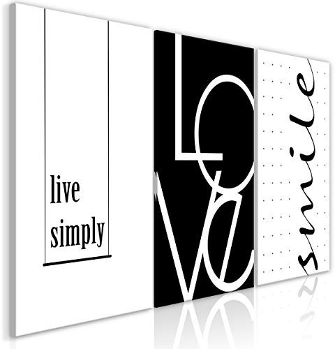 decomonkey Bilder Aufschrift Sprüchen 120x60 cm 3 Teilig Wandbild Groß Leinwandbild XXL Deko Wohnzimmer Schlafzimmer Büro Wanddeko Leinwand Pictures For Wall Poster Painting Spruch schwarz weiß