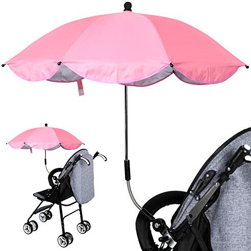 Luzoeo Sombrilla Universal Carrito de Bebé Paraguas Sombrilla Parasol para Cochecito Silla de Paseo 360 Grados Ajustable con UV Protección el Bebés y Niños