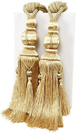 YunNasi Fermatenda con Nappa,Confezione Coppia di Tiebacks Fatti a Mano,Raccogli Tenda con Corda,Fibbia Tenda di Finestra,Camera da Letto,Ufficio,Gold