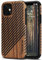 TENDLIN Compatible with iPhone 11 Case Wood Grain and Leather Outside Design TPU Hybrid Case (Red Sandalwood)