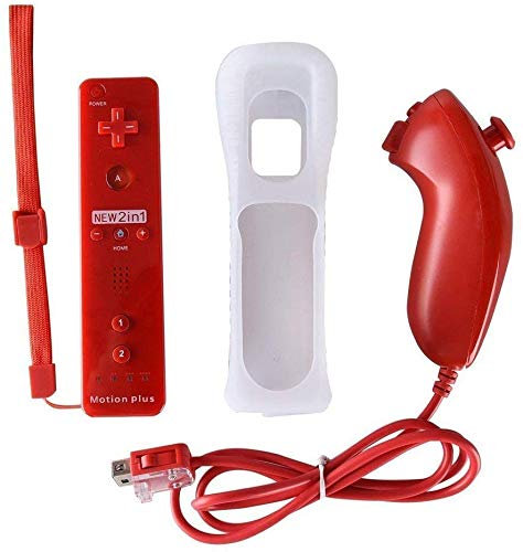 CaaWoo Manette de Wii et Wii U de Jeux Motion Plus Accélérateur de Jeux Télécommande Elégents pour Multijoueurs avec Housse de Protection (rosso)